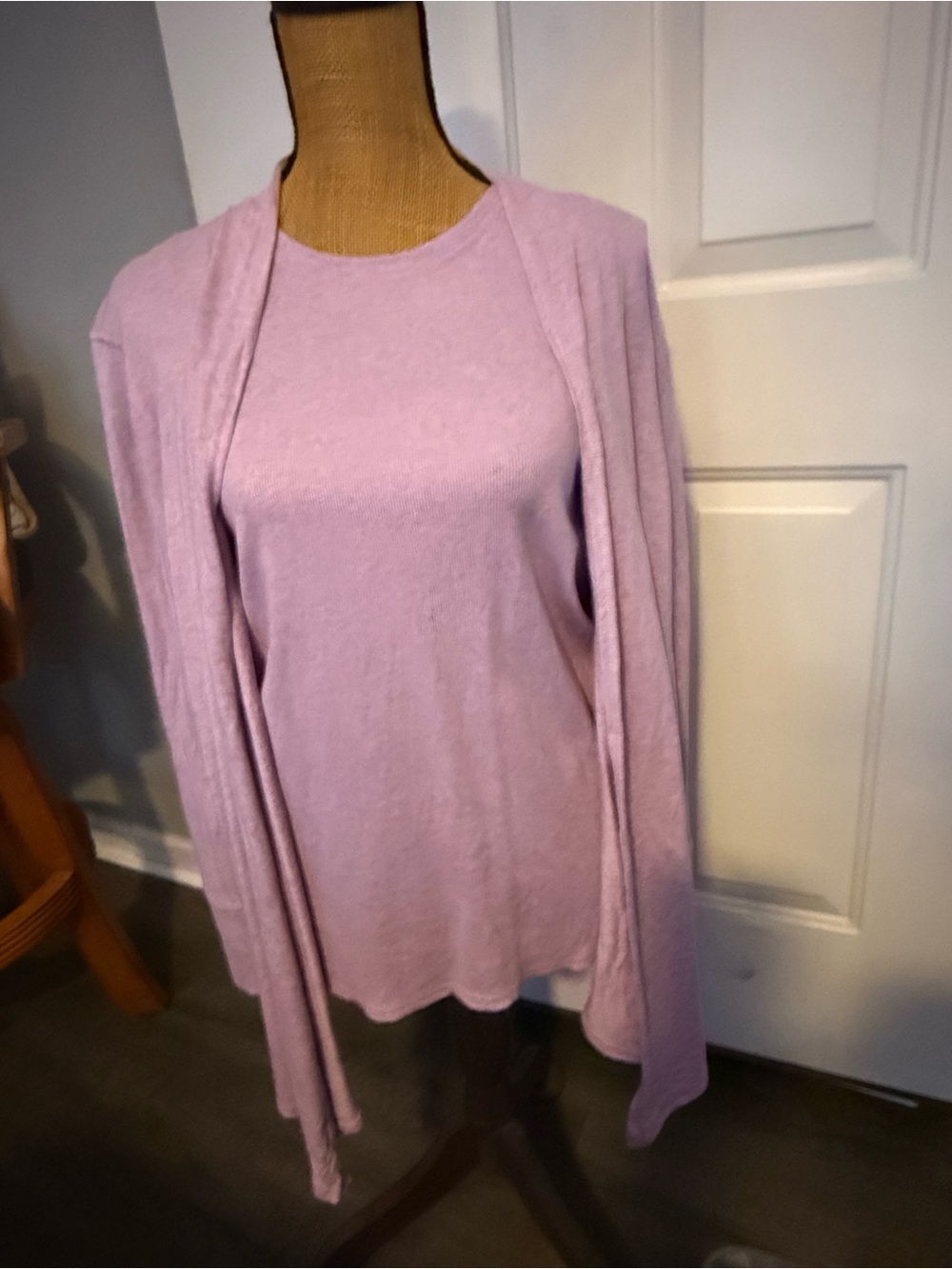Chico's Misses Lavender Open-Front Cardigan & matching sleeveless top set, Sz M